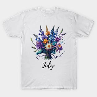 Larkspur July Flower Shirt, Vintage Watercolor Floral Tshirt, July Birth Month, Mothers Day Gift, Boho Garden, Cottagecore TShirt, Van Gogh T-Shirt